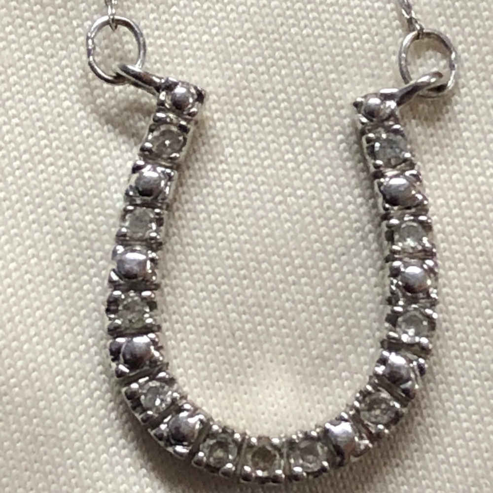 White gold and diamond 19” horseshoe necklace